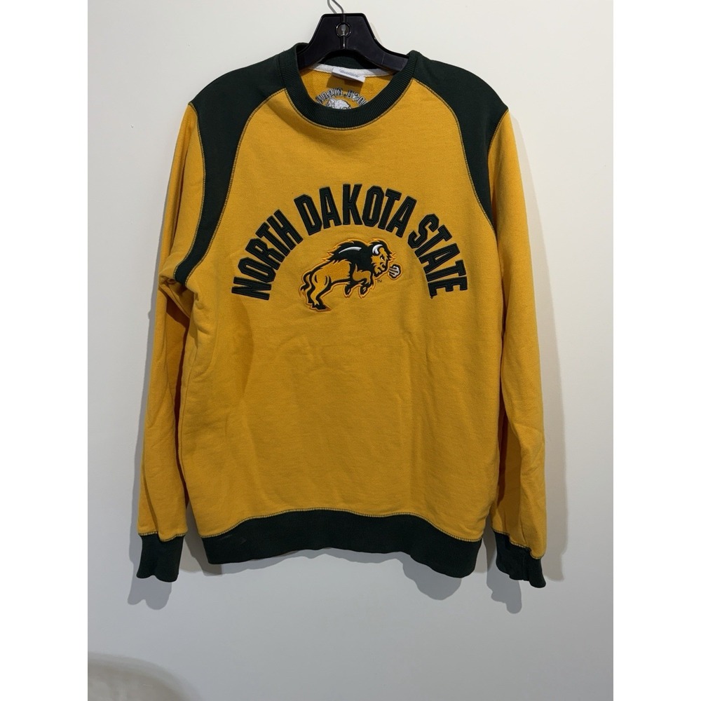 North Dakota State Bison NDSU Sweatshirt Yellow Crewneck Embroidered Medium